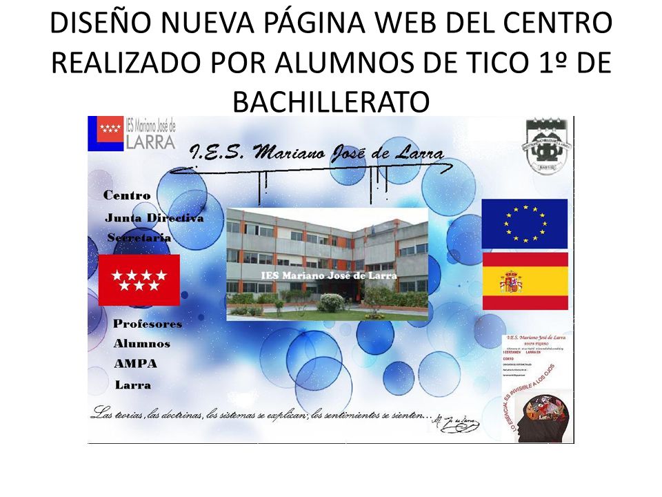 DISEÑO NUEVA PÁGINA WEB DEL CENTRO REALIZADO POR ALUMNOS DE TICO 1º DE BACHILLERATO