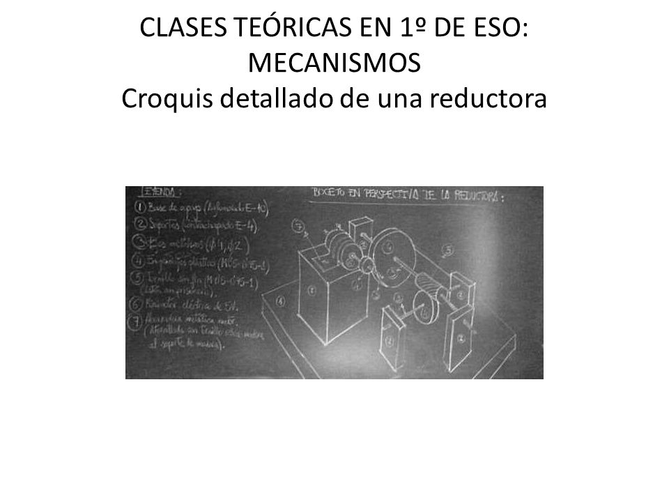 CLASES TEÓRICAS EN 1º DE ESO: MECANISMOS Croquis detallado de una reductora