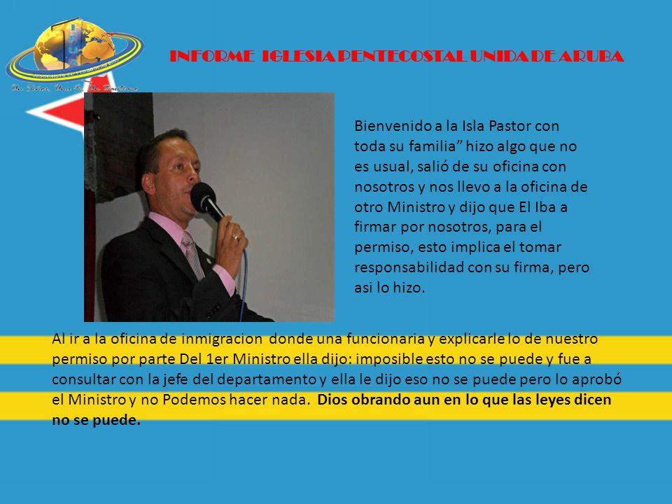 INFORME IGLESIA PENTECOSTAL UNIDA DE ARUBA