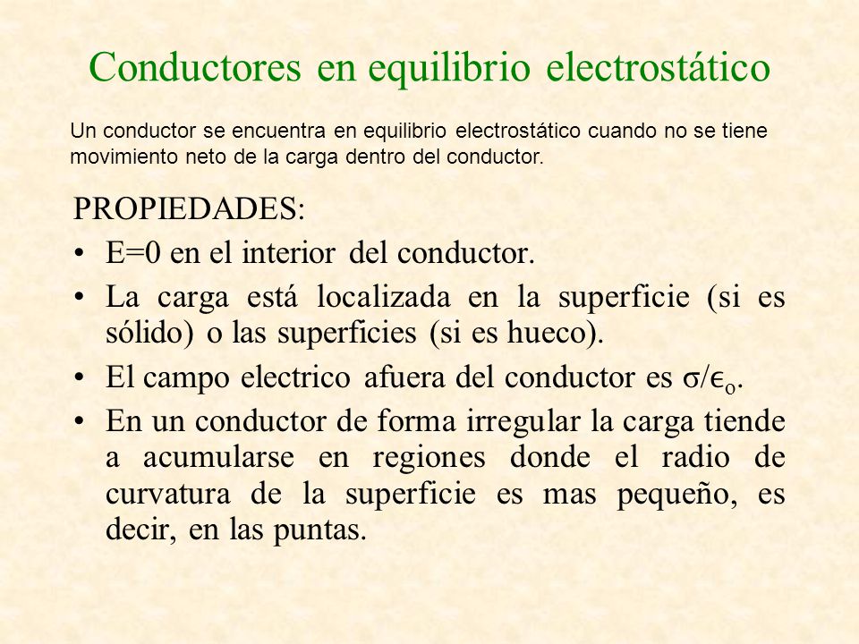 Conductores en equilibrio electrostático