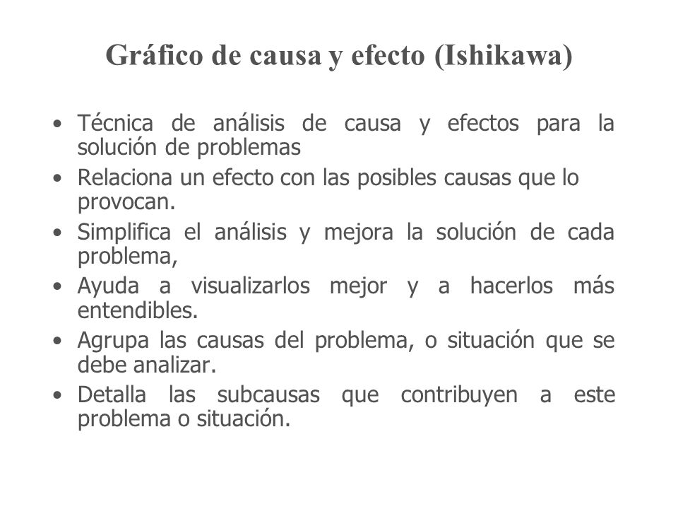 Gráfico de causa y efecto (Ishikawa)