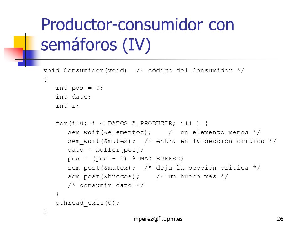 Productor-consumidor con semáforos (IV)