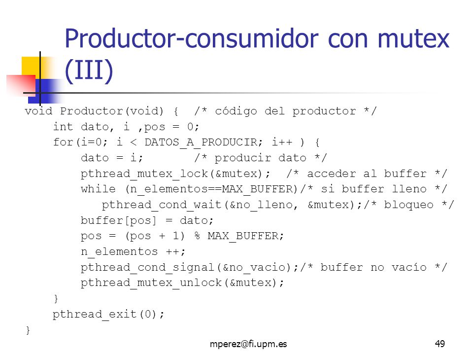 Productor-consumidor con mutex (III)