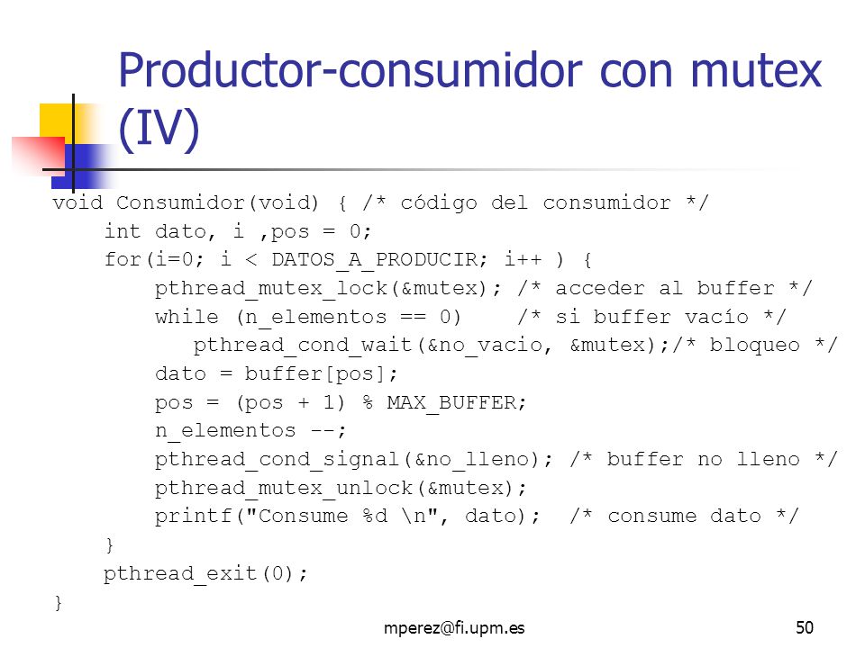 Productor-consumidor con mutex (IV)
