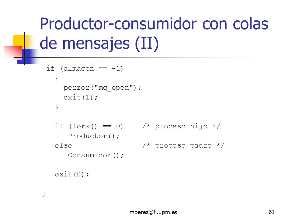 Productor-consumidor con colas de mensajes (II)