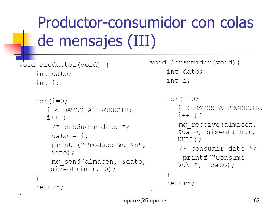 Productor-consumidor con colas de mensajes (III)