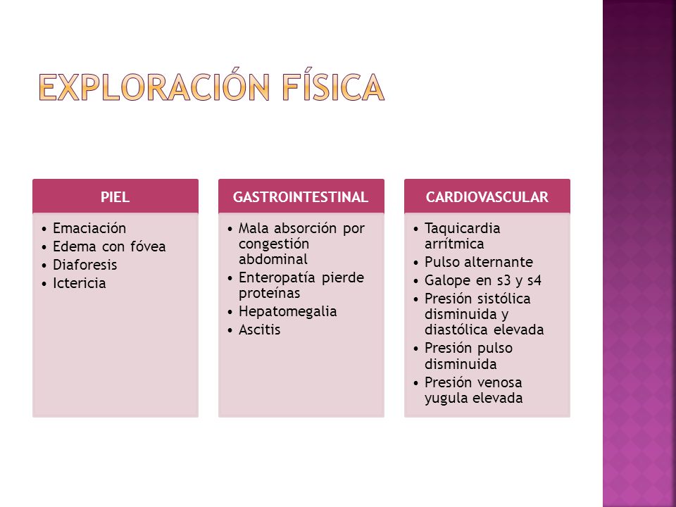 Exploración física PIEL Emaciación Edema con fóvea Diaforesis
