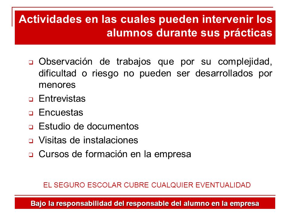 Bajo la responsabilidad del responsable del alumno en la empresa