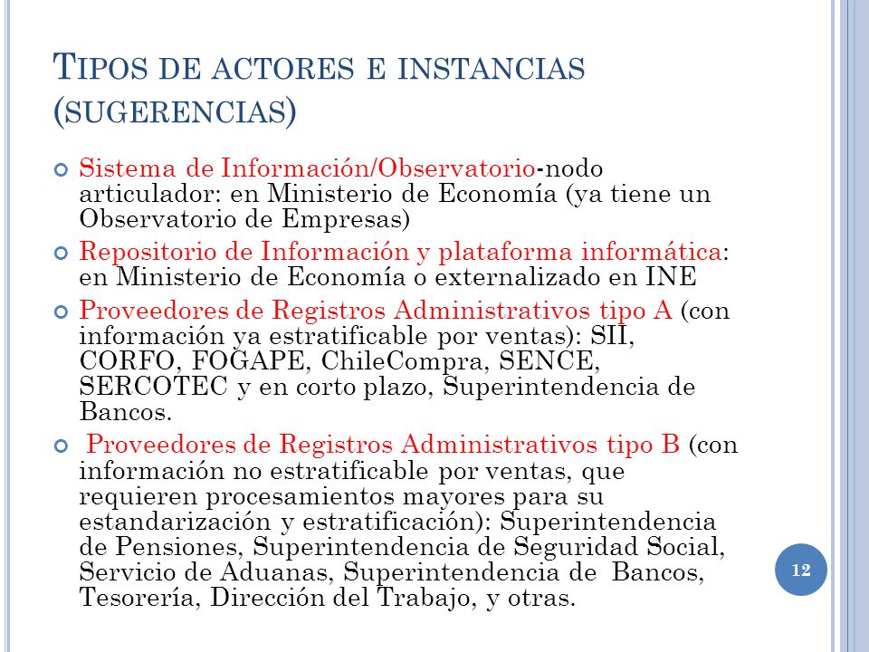 Tipos de actores e instancias (sugerencias)