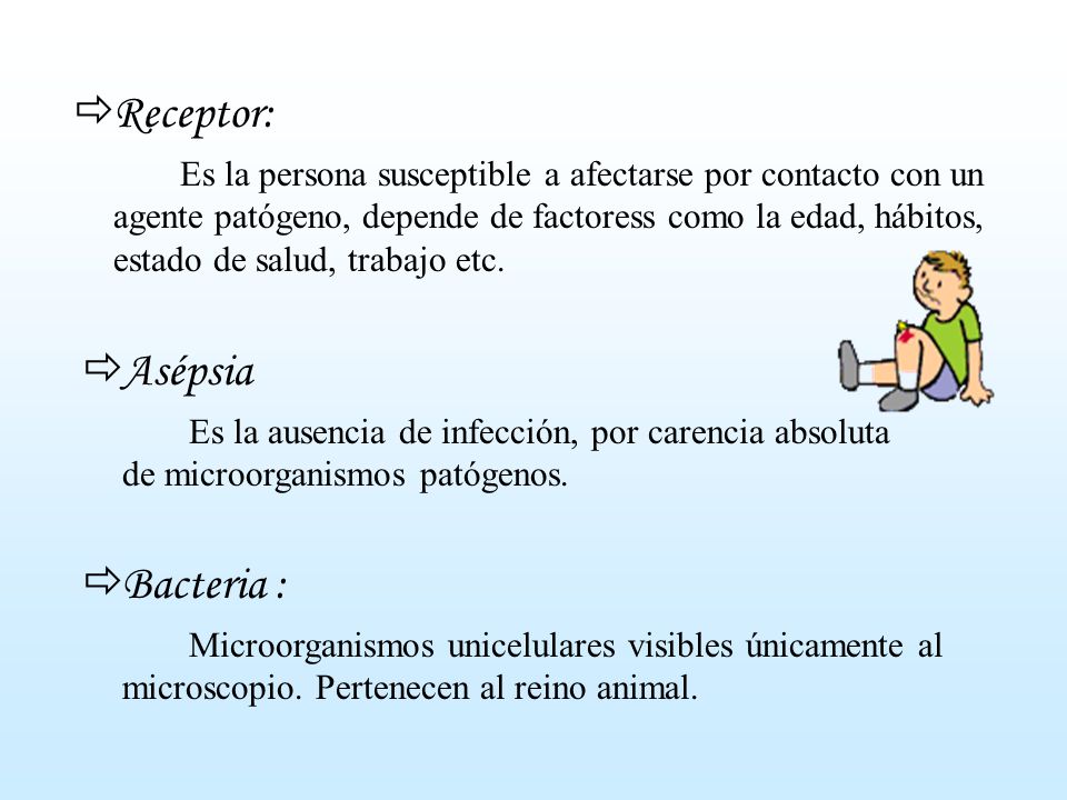 Receptor: Asépsia Bacteria :