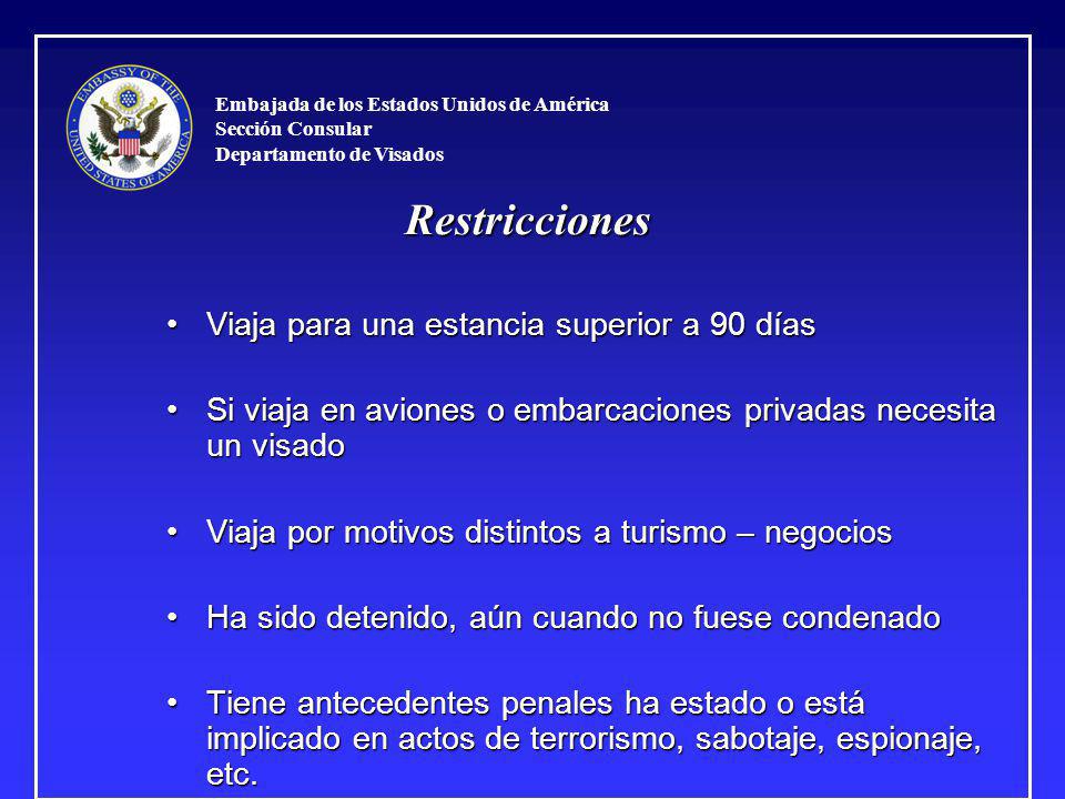 Restricciones Viaja para una estancia superior a 90 días