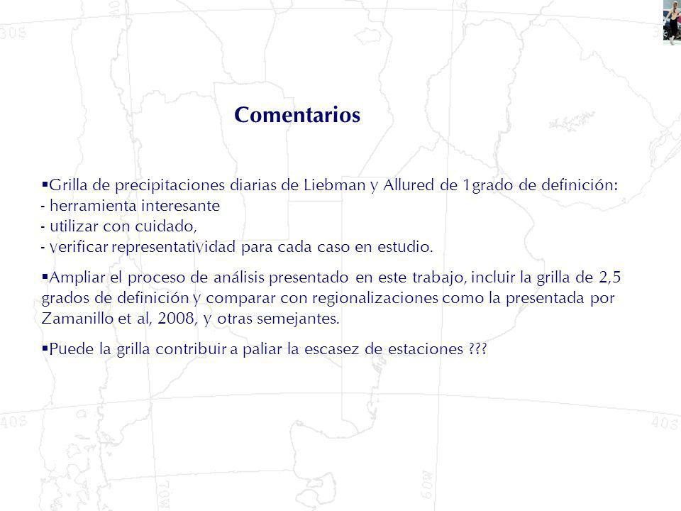Comentarios Grilla de precipitaciones diarias de Liebman y Allured de 1grado de definición: - herramienta interesante.