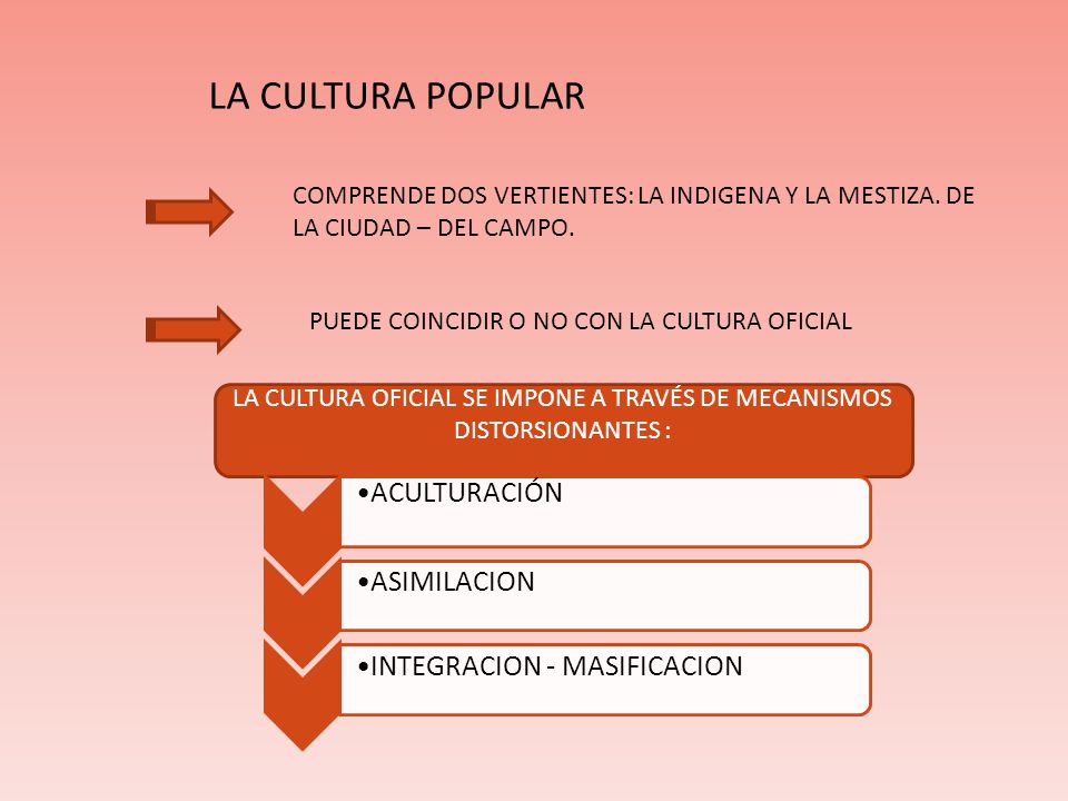 LA CULTURA OFICIAL SE IMPONE A TRAVÉS DE MECANISMOS DISTORSIONANTES :