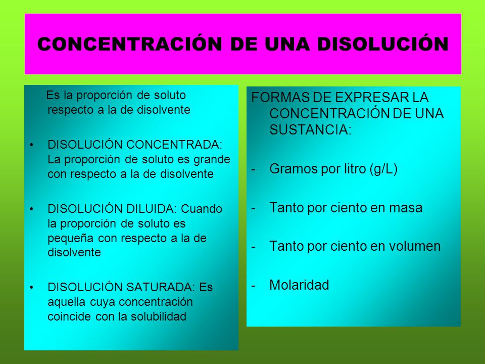 CONCENTRACIÓN DE UNA DISOLUCIÓN