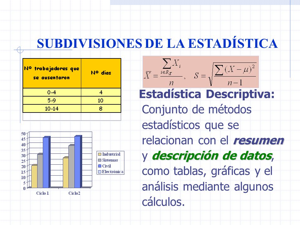 SUBDIVISIONES DE LA ESTADÍSTICA