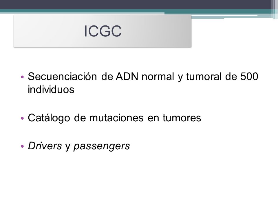 ICGC Secuenciación de ADN normal y tumoral de 500 individuos