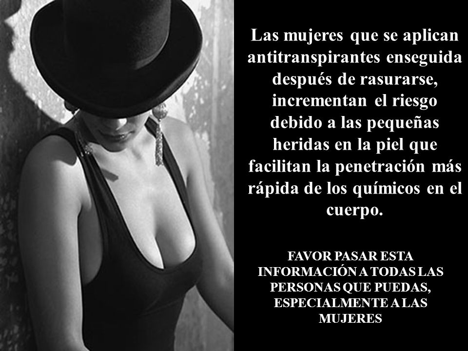 Las mujeres que se aplican antitranspirantes enseguida después de rasurarse,