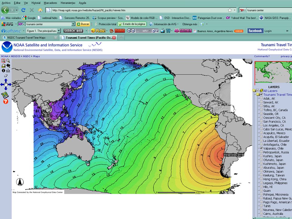 Tsunamis are categorized as long waves, therefore, tsunami travel times can be computed with water depth as the only variable (Murty, T.S., Seismic Sea Waves Tsunamis, Bulletin 198, Department of Fisheries and the Environment, Fisheries, and Marine Service, Ottawa, 336 p.) Long waves are those in which the distance between crests of the wave is much greater than the water depth through which the wave is traveling. Wave speed is computed from the square root of the quantity water depth times the acceleration of gravity. So, tsunami travel times can be computed without any knowledge of the tsunami s height, wavelength, etc