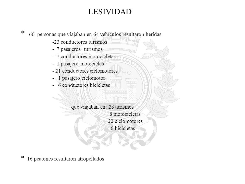* 66 personas que viajaban en 64 vehículos resultaron heridas: