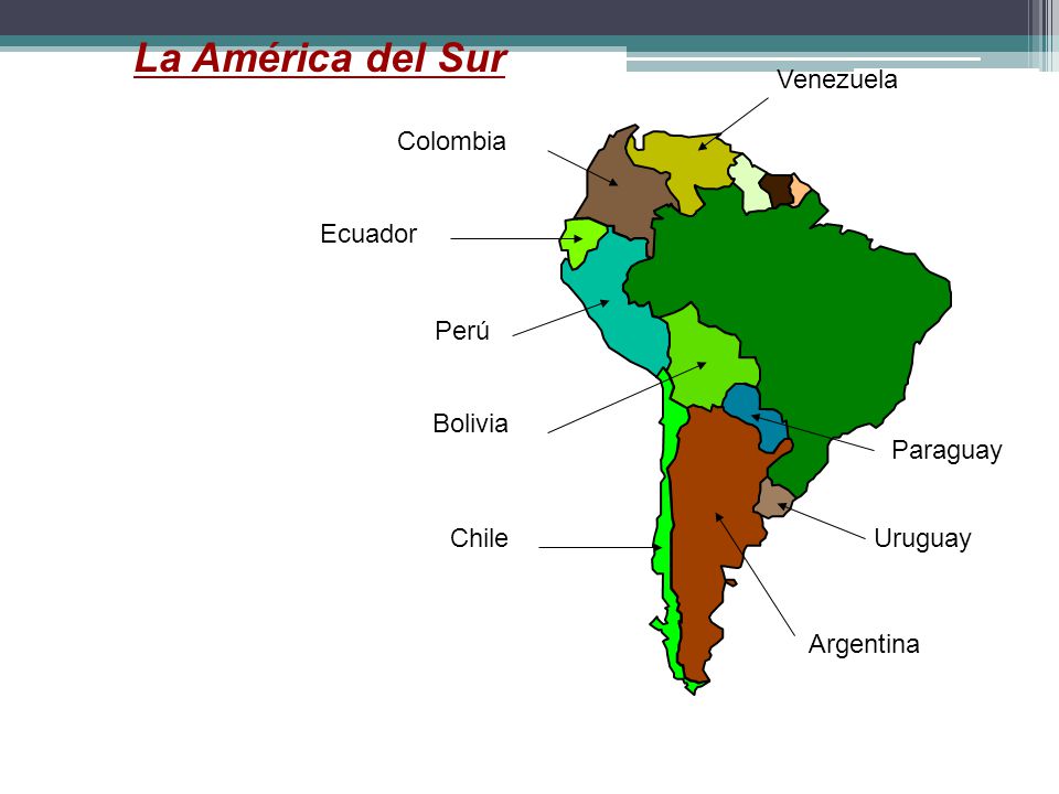 La América del Sur Venezuela Colombia Ecuador Perú Bolivia Paraguay