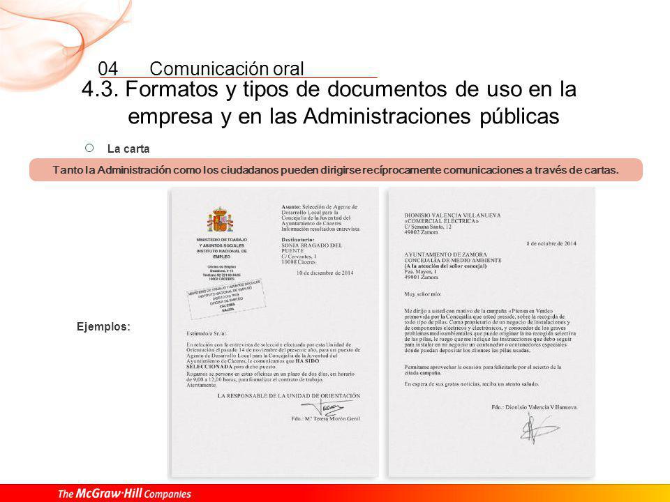 4.3. Formatos y tipos de documentos de uso en la empresa y en las Administraciones públicas