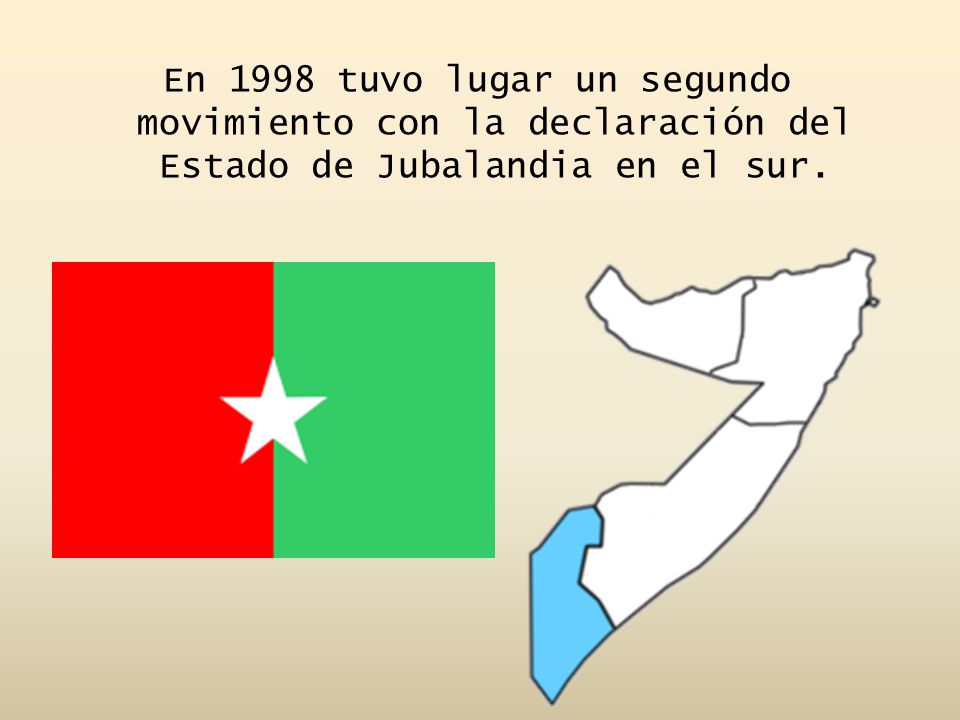 En 1998 tuvo lugar un segundo movimiento con la declaración del Estado de Jubalandia en el sur.