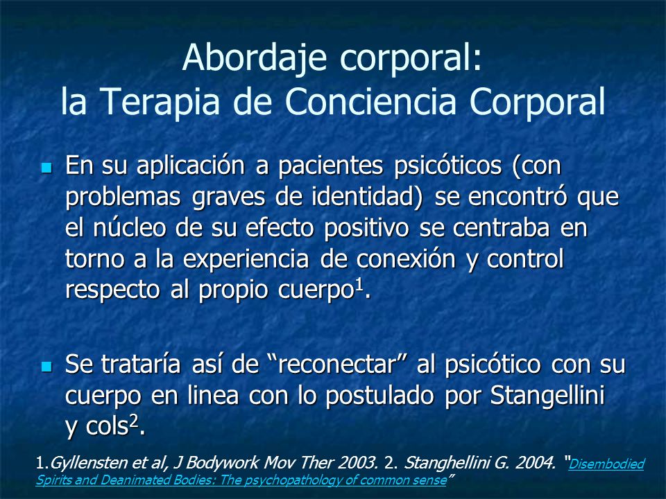 Abordaje corporal: la Terapia de Conciencia Corporal