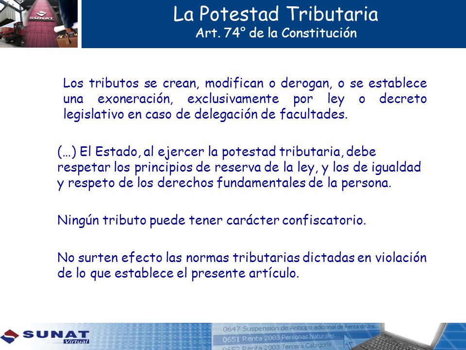 La Potestad Tributaria Art. 74° de la Constitución