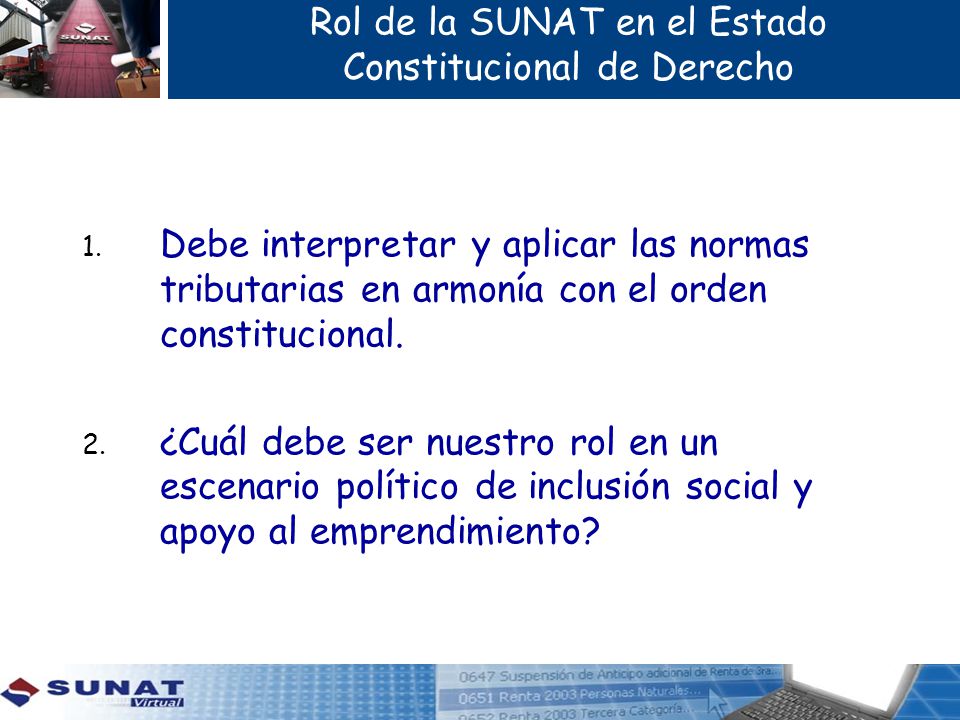 Rol de la SUNAT en el Estado Constitucional de Derecho