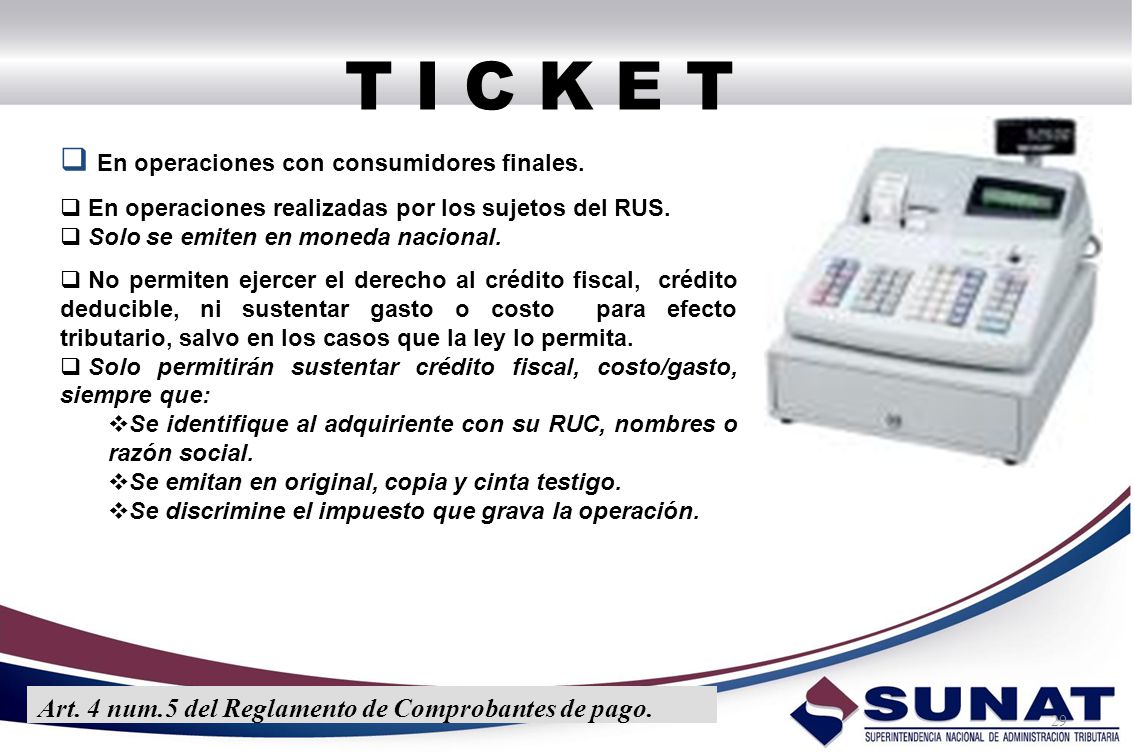 T I C K E T En operaciones con consumidores finales.