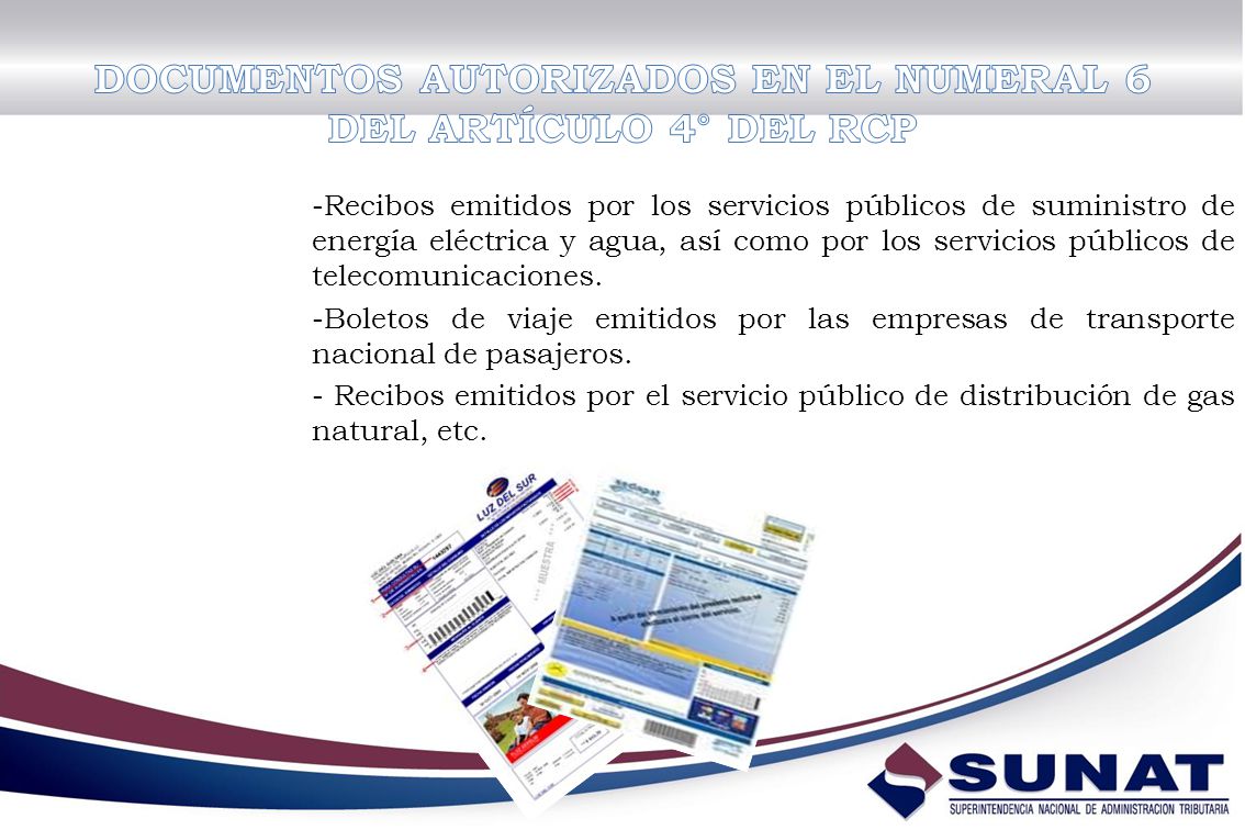 DOCUMENTOS AUTORIZADOS EN EL NUMERAL 6 DEL ARTÍCULO 4° DEL RCP