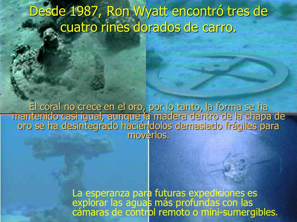 Desde 1987, Ron Wyatt encontró tres de cuatro rines dorados de carro.