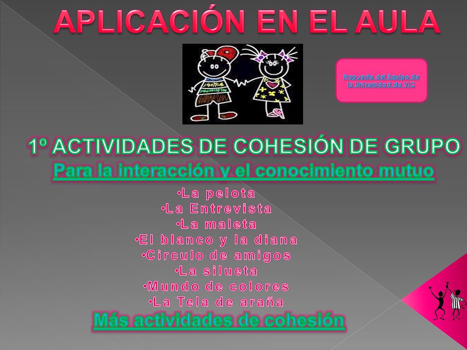 APLICACIÓN EN EL AULA 1º ACTIVIDADES DE COHESIÓN DE GRUPO
