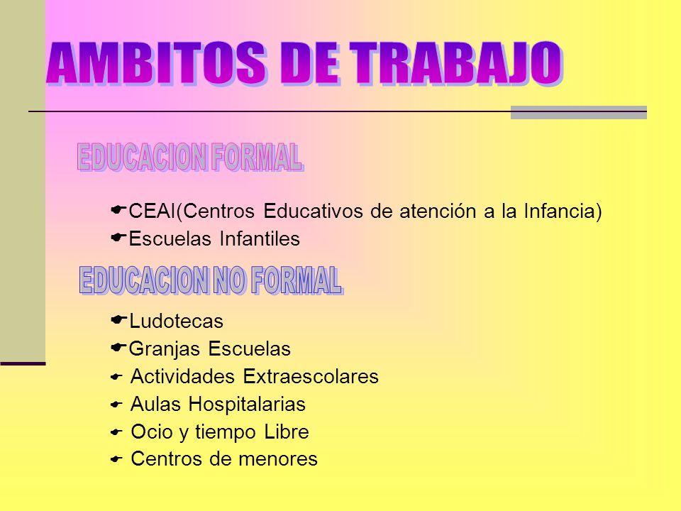 AMBITOS DE TRABAJO CEAI(Centros Educativos de atención a la Infancia)