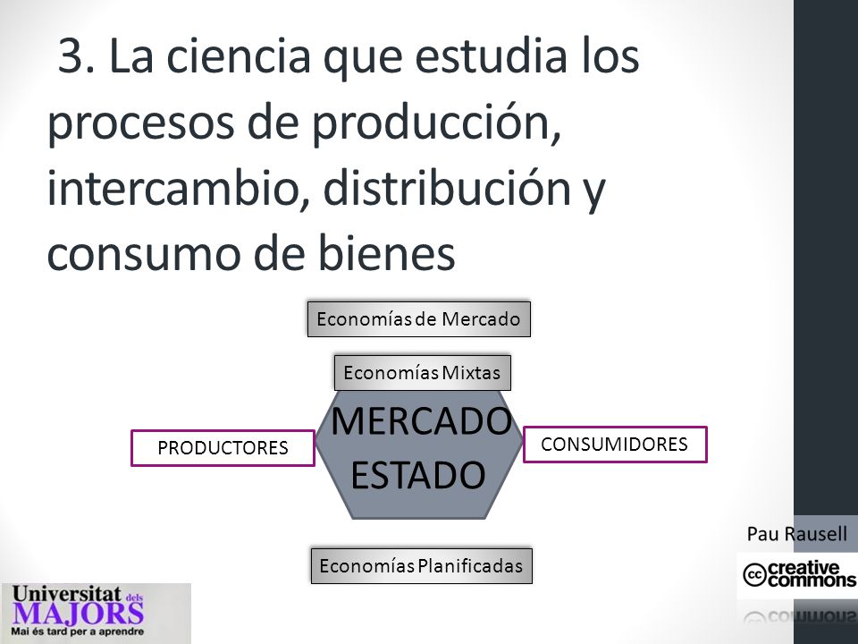 3. La ciencia que estudia los procesos de producción, intercambio, distribución y consumo de bienes