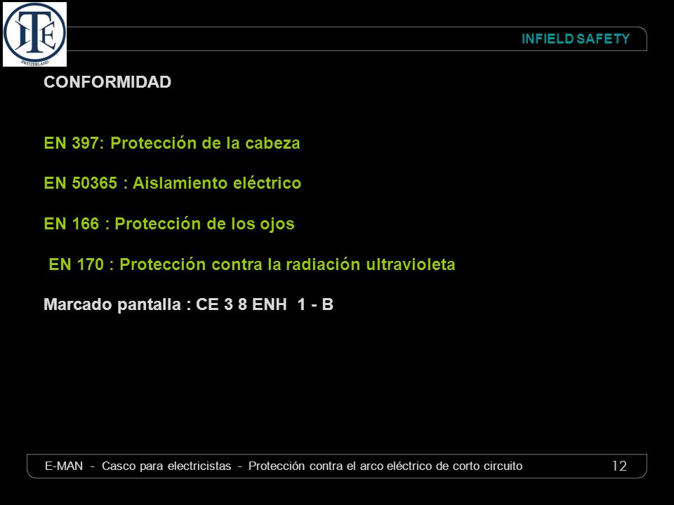 EN 397: Protección de la cabeza EN : Aislamiento eléctrico