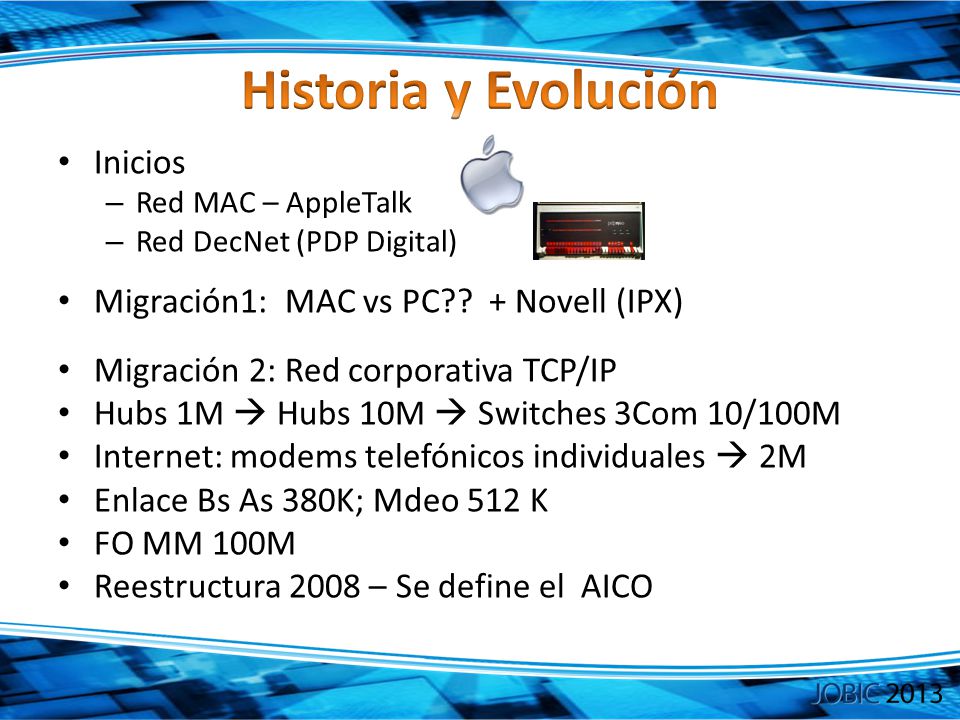 Historia y Evolución Inicios Migración1: MAC vs PC + Novell (IPX)