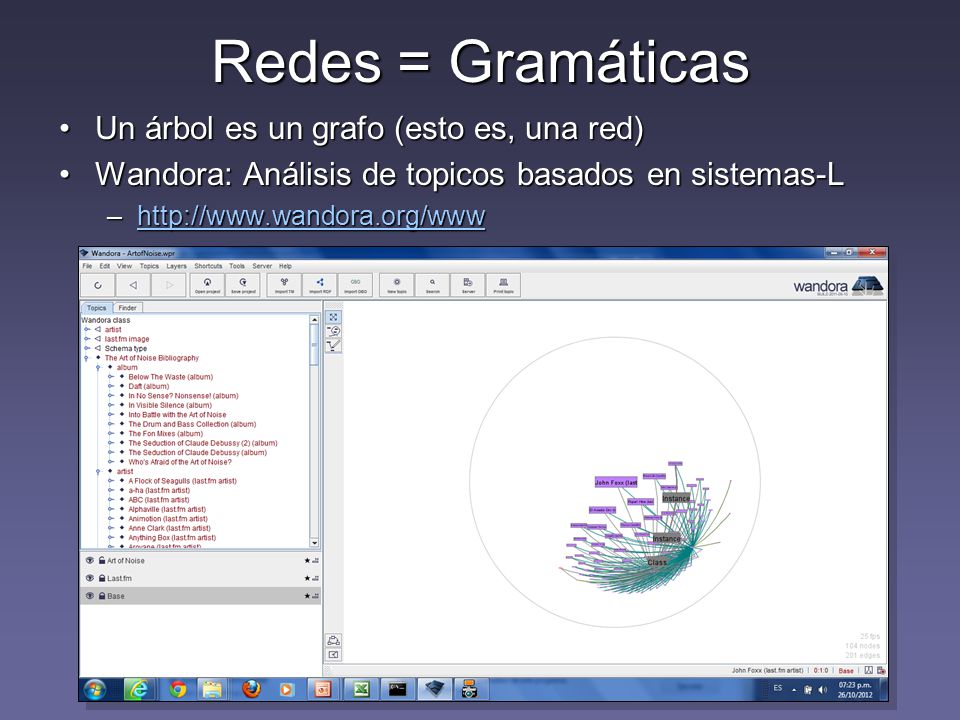 Redes = Gramáticas Un árbol es un grafo (esto es, una red)