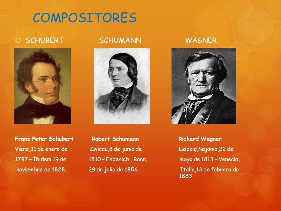 COMPOSITORES SCHUBERT SCHUMANN WAGNER