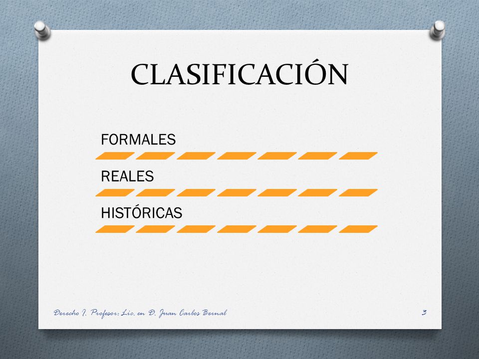 CLASIFICACIÓN FORMALES REALES HISTÓRICAS
