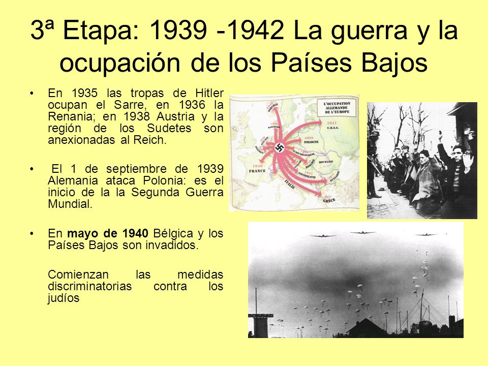 3ª Etapa: La guerra y la ocupación de los Países Bajos