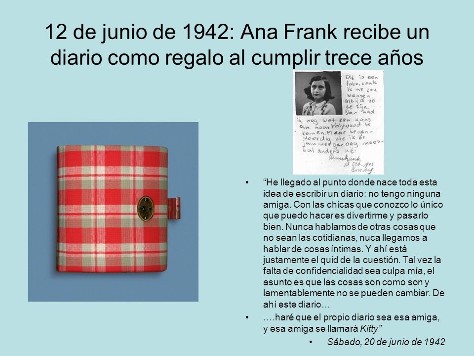 12 de junio de 1942: Ana Frank recibe un diario como regalo al cumplir trece años
