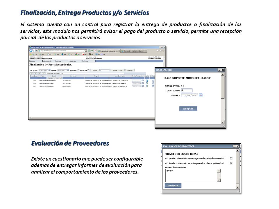 Finalización, Entrega Productos y/o Servicios