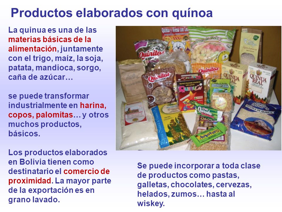 Productos elaborados con quínoa