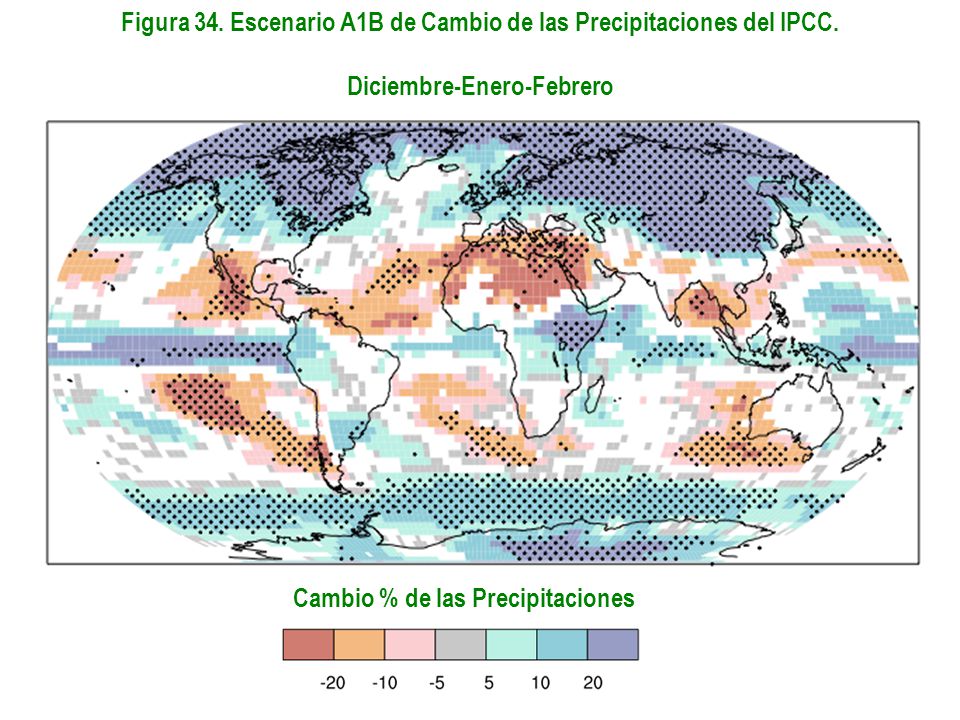 Figura 34. Escenario A1B de Cambio de las Precipitaciones del IPCC.
