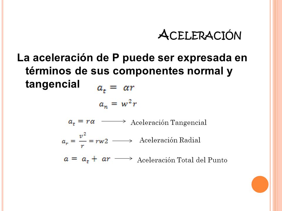 Aceleración La aceleración de P puede ser expresada en términos de sus componentes normal y tangencial.