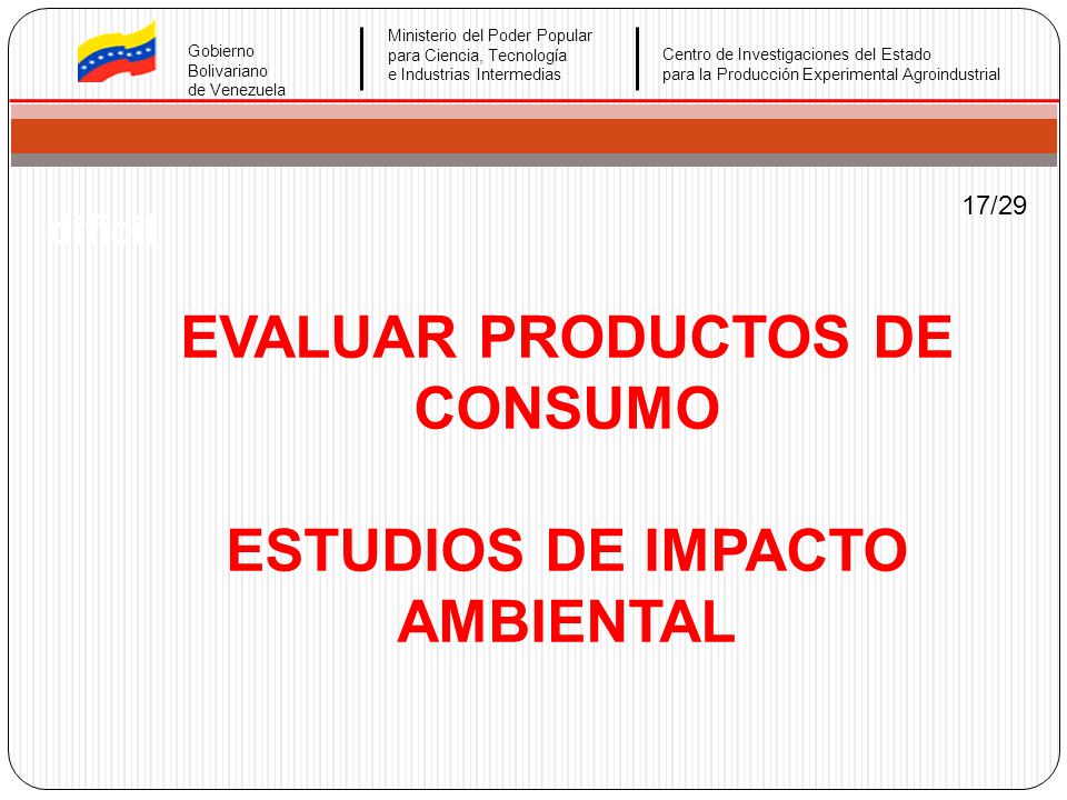 EVALUAR PRODUCTOS DE CONSUMO ESTUDIOS DE IMPACTO AMBIENTAL