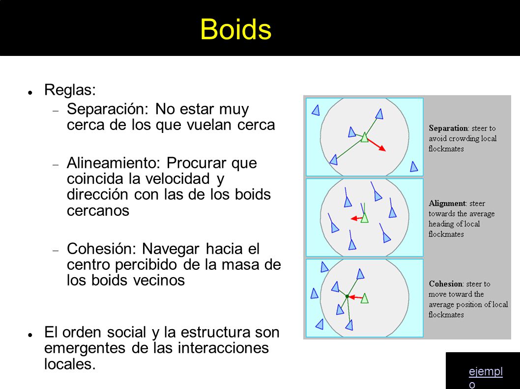 Boids - Reglas: Separación: No estar muy cerca de los que vuelan cerca