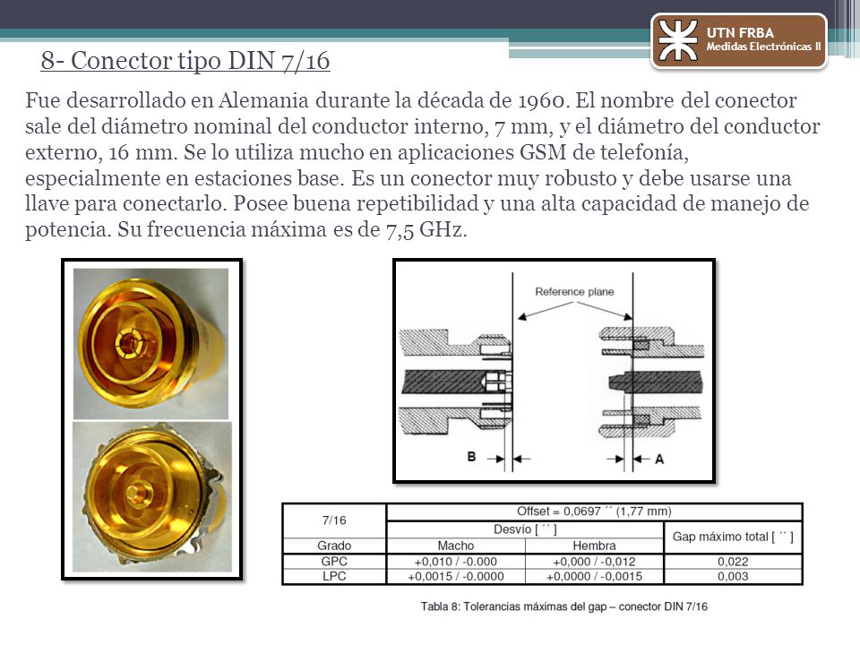 UTN FRBA Medidas Electrónicas II. 8- Conector tipo DIN 7/16.