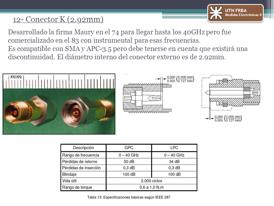 UTN FRBA Medidas Electrónicas II. 12- Conector K (2.92mm)